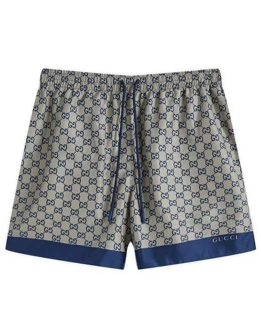 Gucci Blue Gg Logo Swim Shorts for men