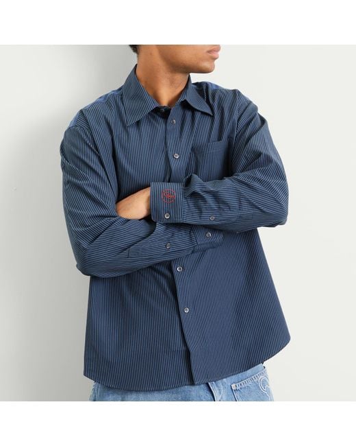 J.W. Anderson Blue Patchwork Striped Shirt for men