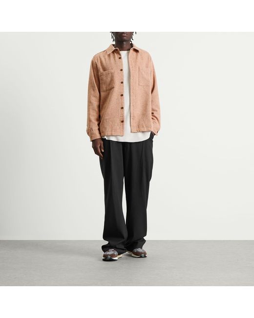 Wax London Natural Whiting Wool Fleck Overshirt for men