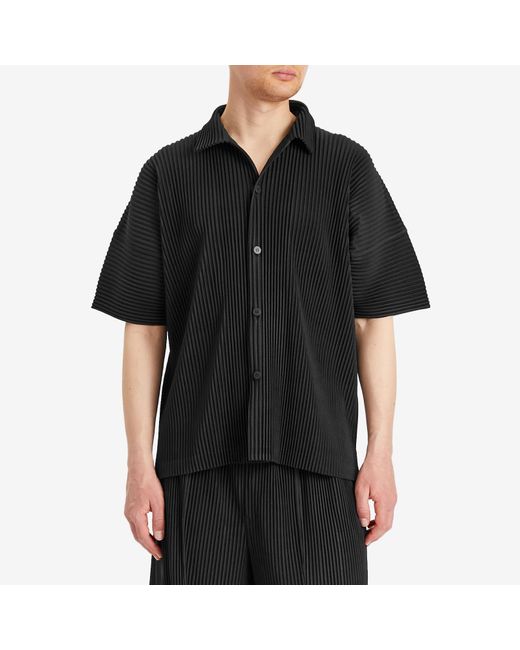 Homme Plissé Issey Miyake Black Pleated Vacation Shirt for men