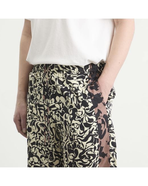 Dries Van Noten Black Squiggle Border Print Shorts for men