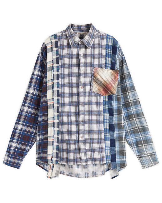 Needles Blue Rebuild 7 Cuts Flannel Shirt for men