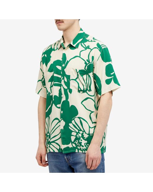 YMC Green Mitchum Short Sleeve Shirt for men