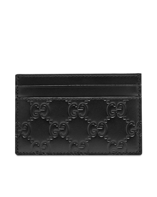 Gucci Leather GG Embossed Card Holder in Black for Men - Lyst