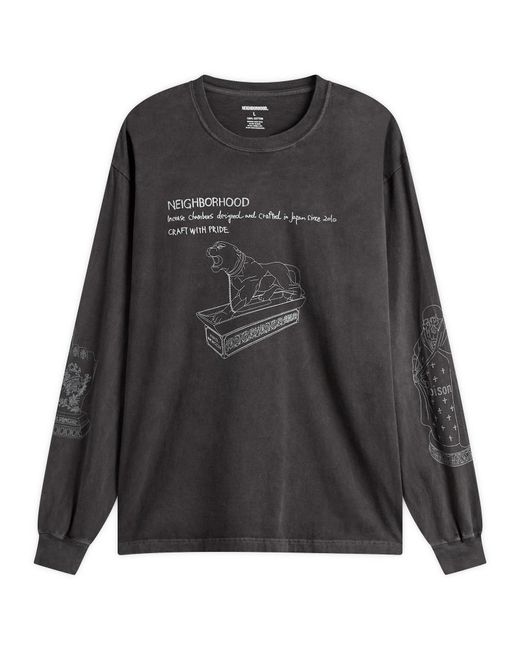 Neighborhood Black Ls-8 Pigment Dyed Long Sleeve T-Shirt for men