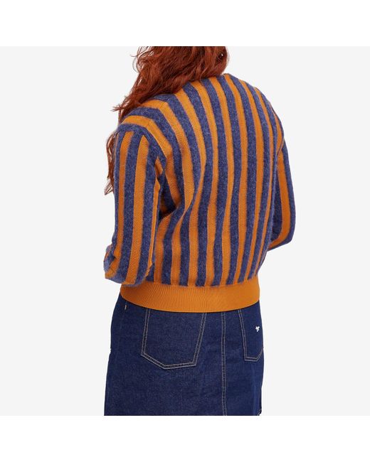 Maison Kitsuné Orange Striped Comfort Cardigan