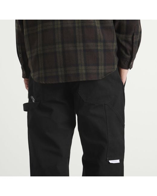(w)taps Black Cotton Canvas Carpenter Trousers for men