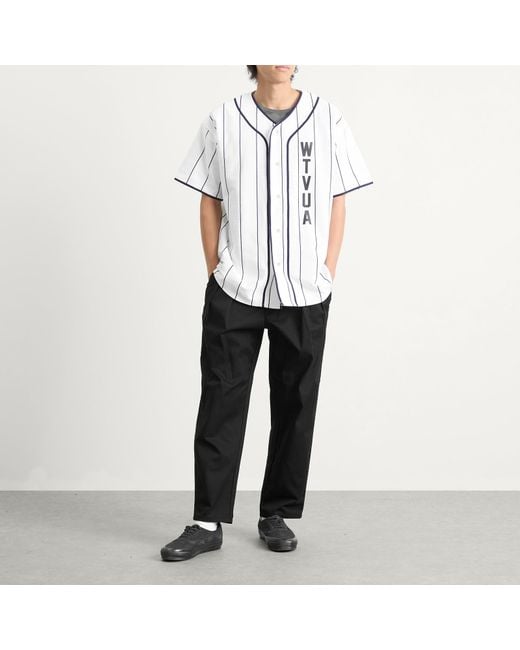 (w)taps Blue Stripe Baseball Shirt for men