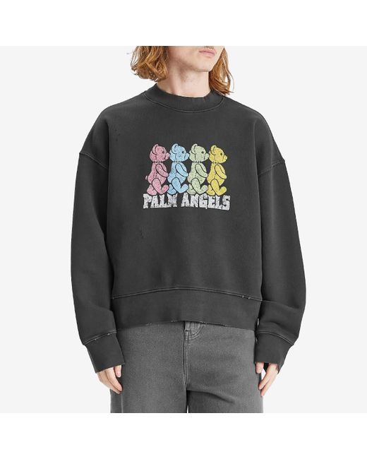 Palm Angels Gray Crossroad Bears Crew Sweat for men
