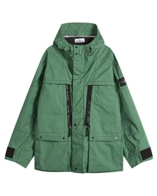 Stone Island Green Metal Lamina Ripstop Heat Reactive Short Parka Jacket for men