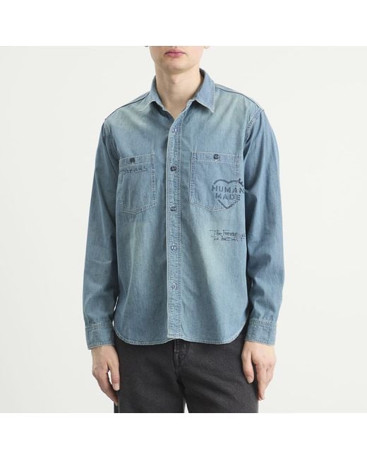 Human Made Blue Stencil Military Chambray Shirt for men