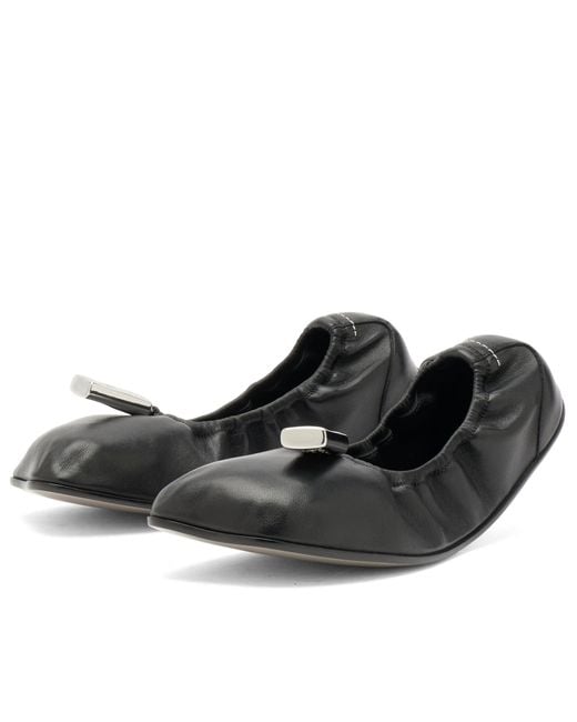 Maison Margiela Black Mm6 Folded Ballet Shoes
