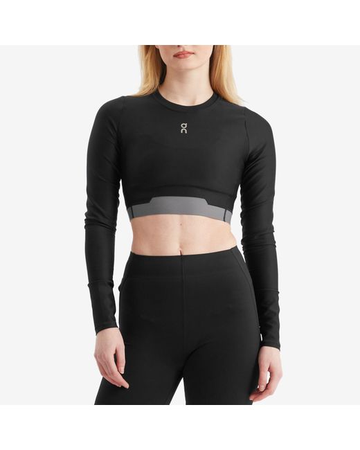 On Shoes Black Train Lg Sleeve Crop Top