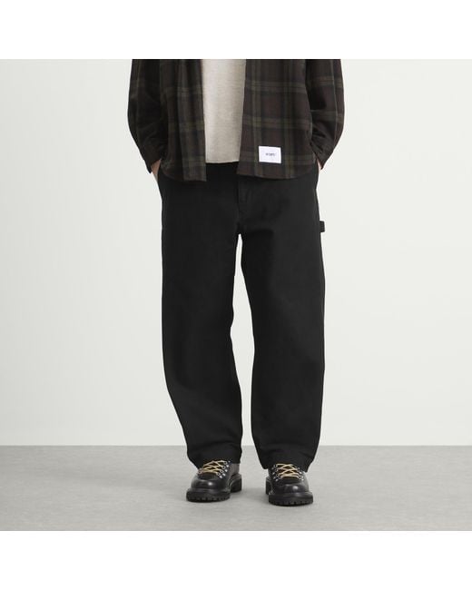 (w)taps Black Cotton Canvas Carpenter Trousers for men