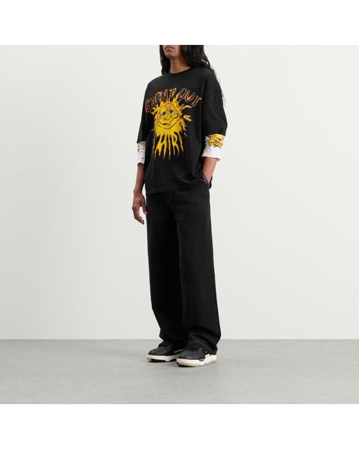 Amiri Black Script Linen Trouser for men