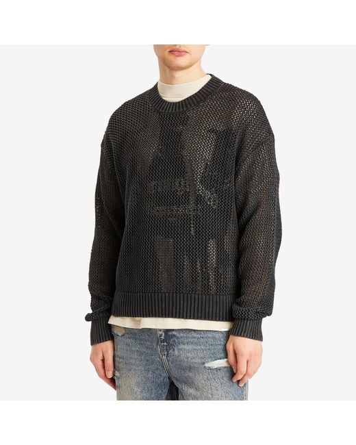 Represent Black Open Gauge Knit Sweater for men