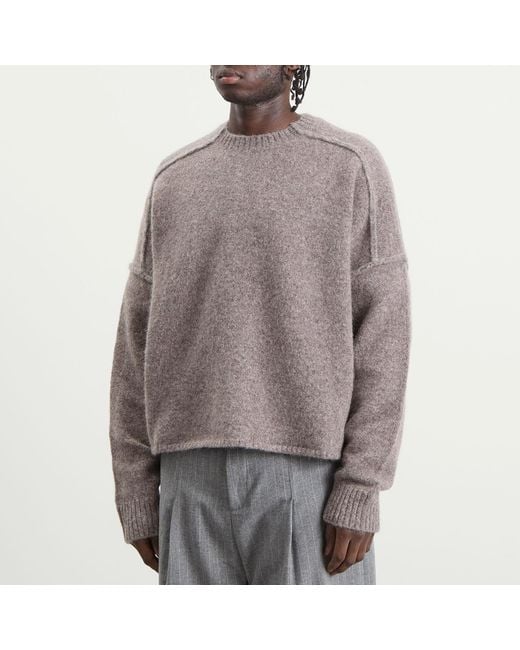 About Blank Gray Exposed Mock Neck Jumper for men