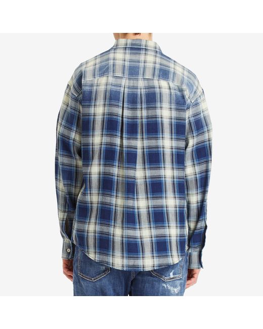 DSquared² Blue D2 Washed Check Shirt for men