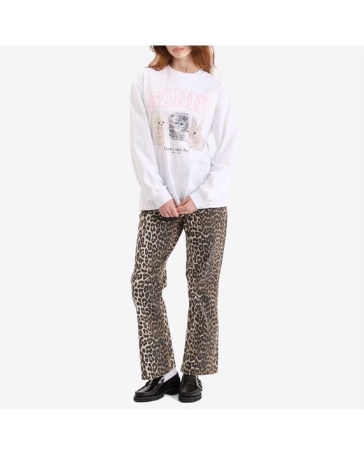 Ganni Multicolor Print Flare Jeans