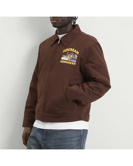 ICECREAM Brown Ic Services Quilted Work Jacket for men
