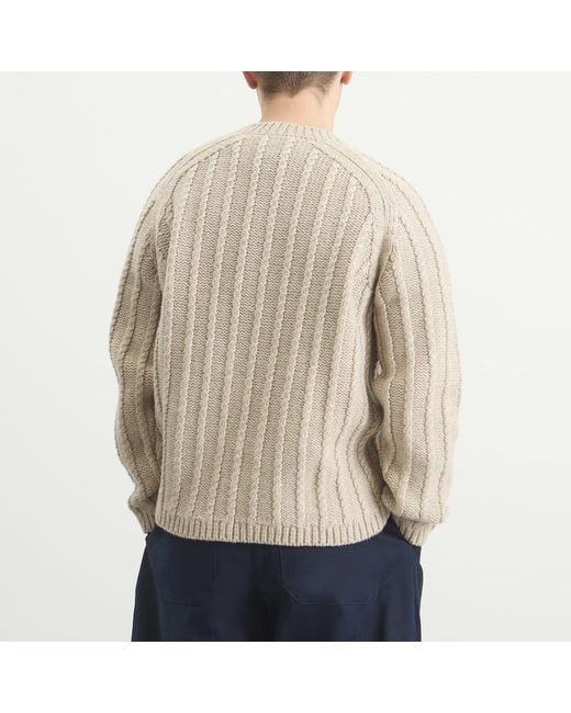 Studio Nicholson Natural Sussex V-Neck Wool Cable Knit Jumper for men