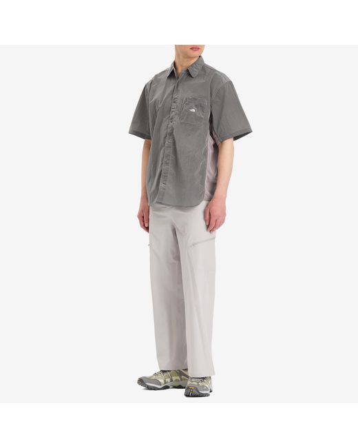 The North Face Gray Fabric Mix Short Sleeve Shirt for men
