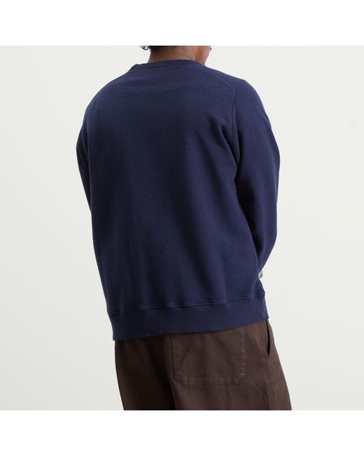 YMC Blue Textured Almost Grown Sweatshirt for men