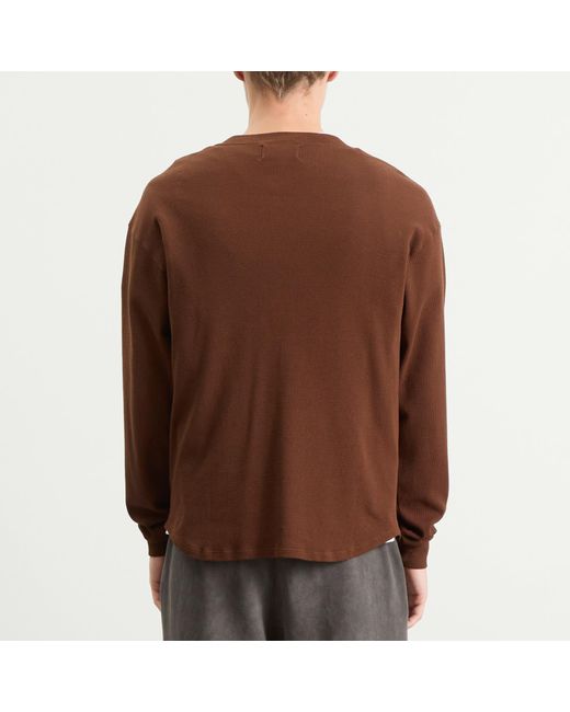 Les Tien Brown Thermal Baseball Henley for men