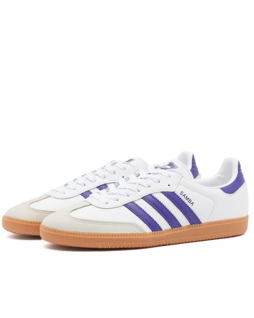 Adidas Blue Samba Og Logo-print Leather Low-top Trainers for men