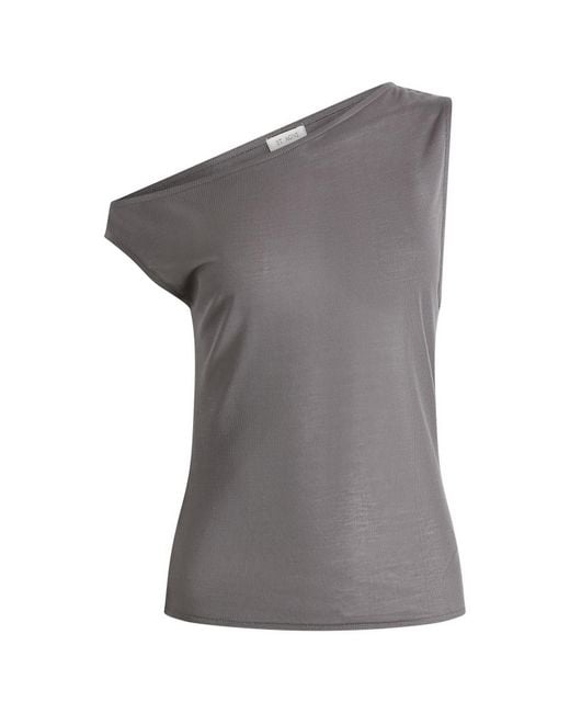 St. Agni Gray Fine Jersey Asymm Top