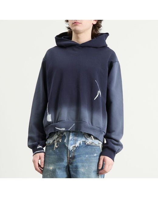 Acne Blue Bow Spray Print Hoodie for men