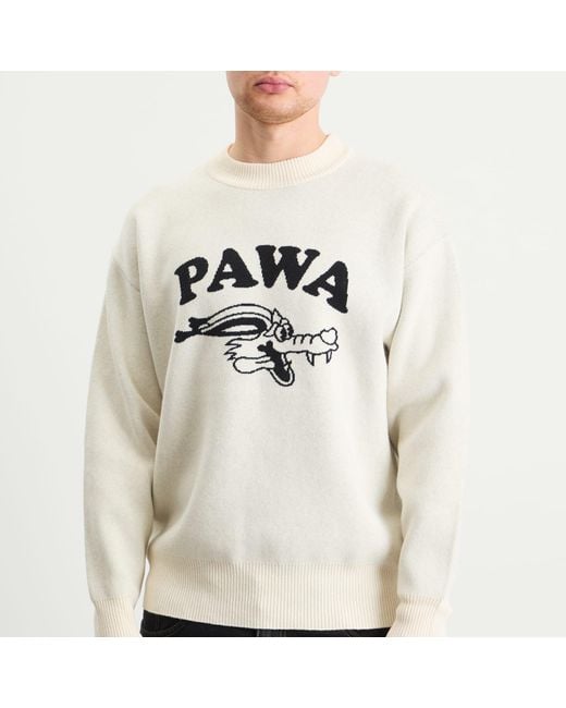 Pawa Speed Sports White Doggo Knit Sweater for men
