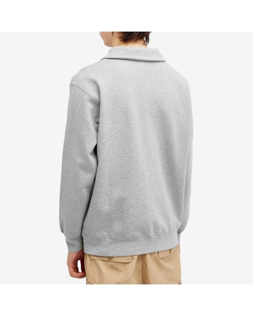 Beams Plus Gray Half Zip Sweatshirt for men