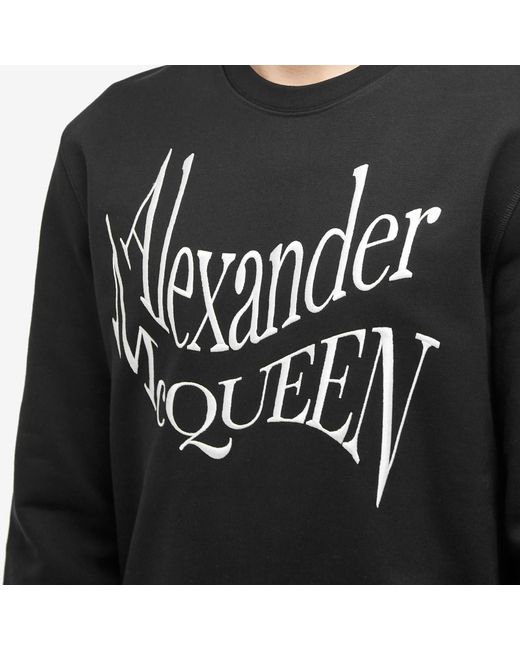 Alexander McQueen Black Warped Logo Crew Sweat for men