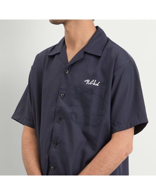 Neighborhood Blue Solid Hawaiian Shirt for men