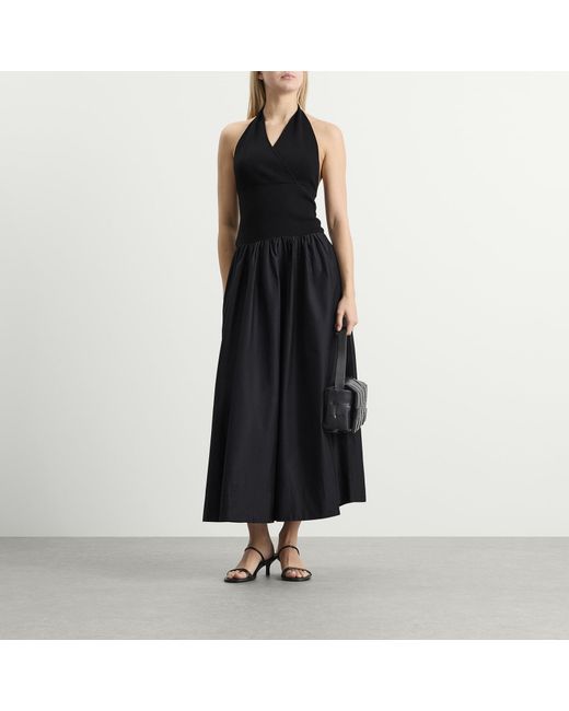 St. Agni Black Knit Halter Backless Dress