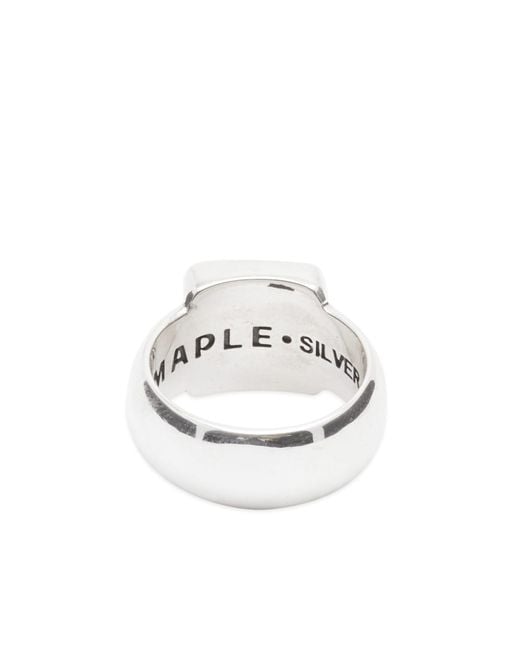 Maple White Smiley Signet Ring for men