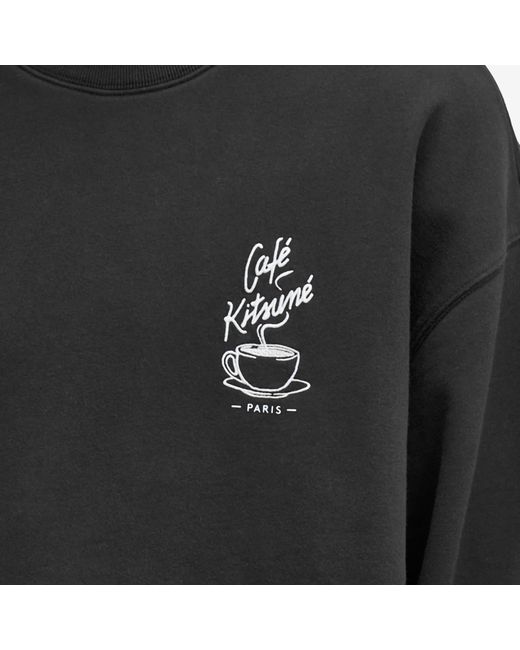 Café Kitsuné Black Café Kitsune Coffee Cup Relax Crew Sweater for men