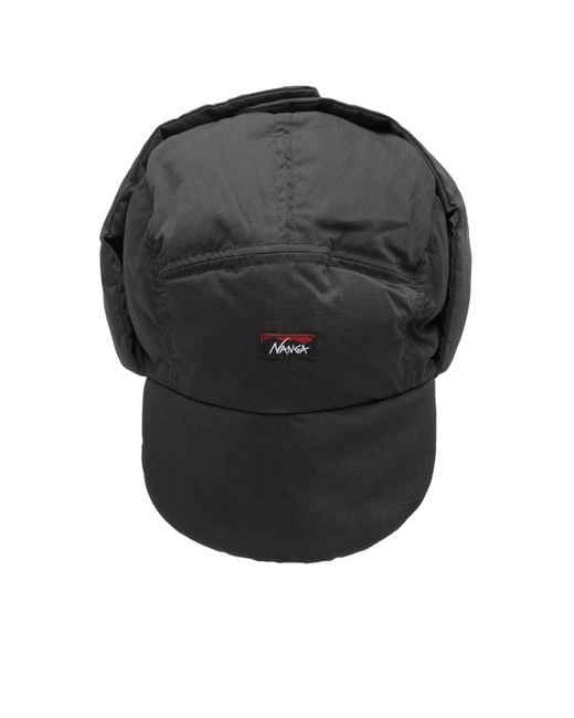 NANGA Black Hinoc Ripstop Down Ear Flap Cap for men