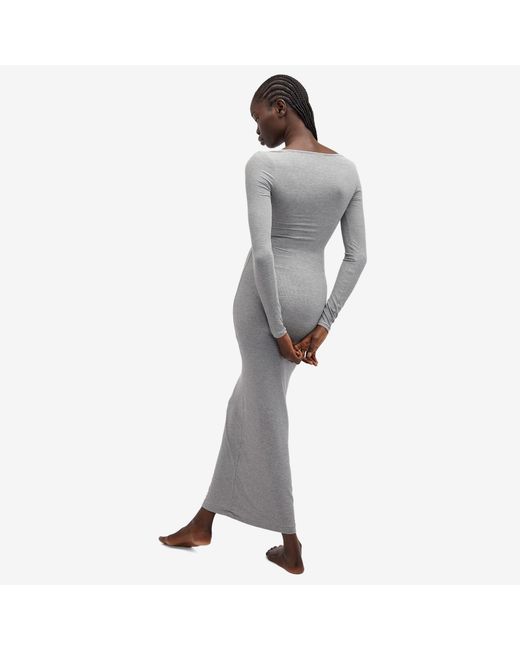 Skims Soft Lounge Long Sleeve Dress in Grey | Lyst UK