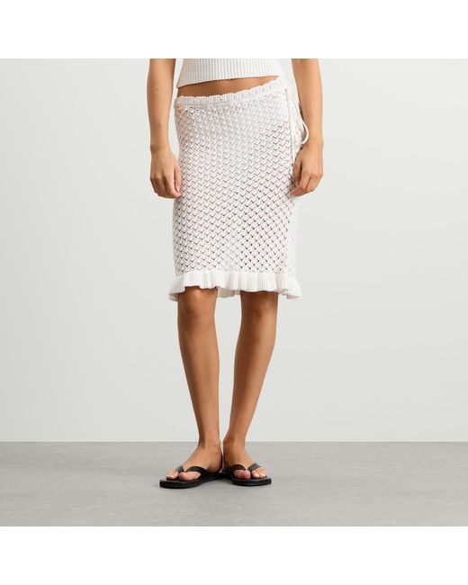 My Mum Made It White Lace Knit Midi Skirt