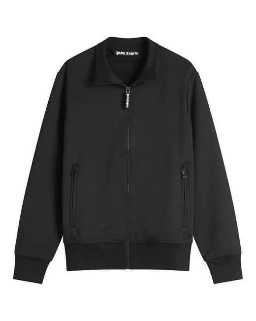 Palm Angels Black Curved Logo Track Jacket for men