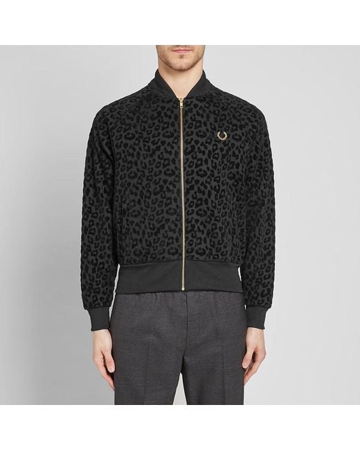 Fred Perry Synthetic Fred Perry X Miles Kane Leopard Print Track Jacket in  Black for Men | Lyst Australia