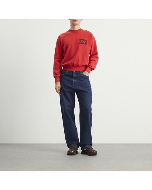Aries Red Premium Aged Temple Sweatshirt for men
