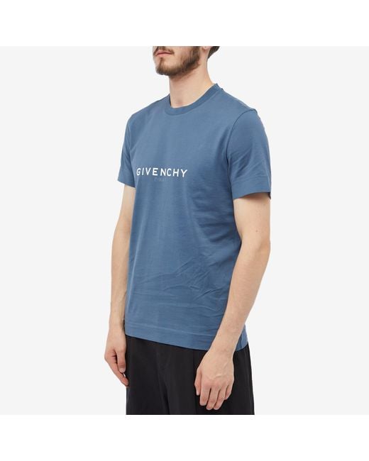 Givenchy Blue Paris Reverse Logo T-Shirt for men