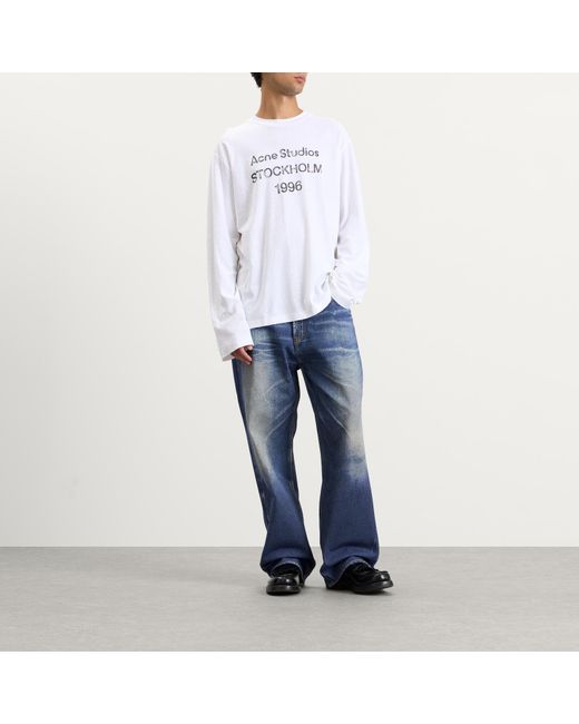 Acne White Edden 1996 G Long Sleeve T-Shirt for men