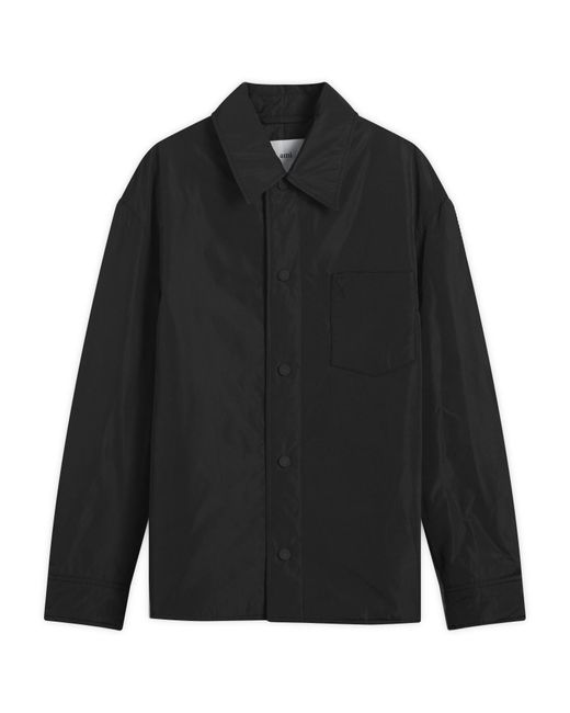 AMI Black Technical Taffetas Overshirt for men