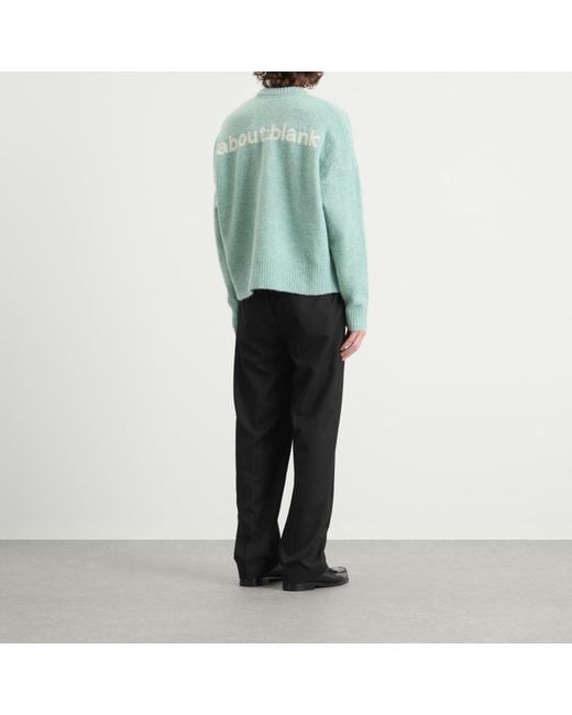 About Blank Green Mohair Knitted Logo Crewneck for men