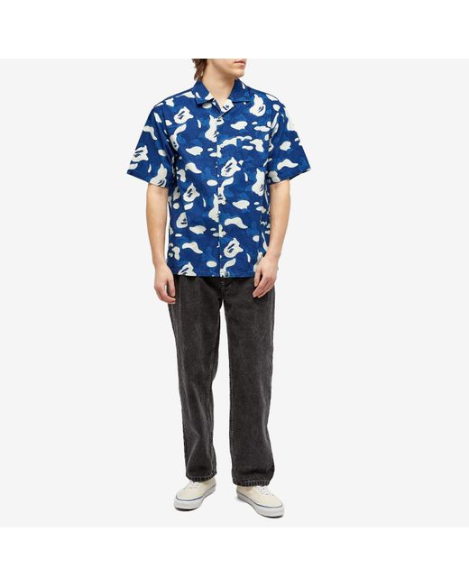 A Bathing Ape Blue Abc Camo Vacation Shirt for men