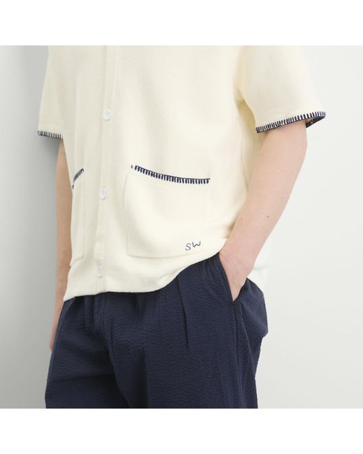 Service Works Natural Blanket Stitch Knit Polo for men